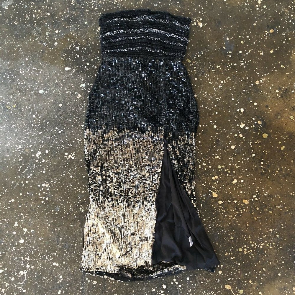 Rêve Riche Ilma Dress Black Gold Degrade Sequins - Picture 8 of 11